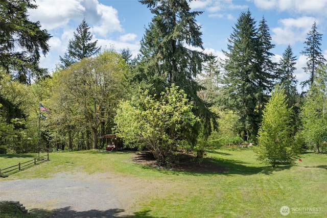 29304 39th Ave E, Graham, WA 98338 - view of yard featuring a forest view and fence