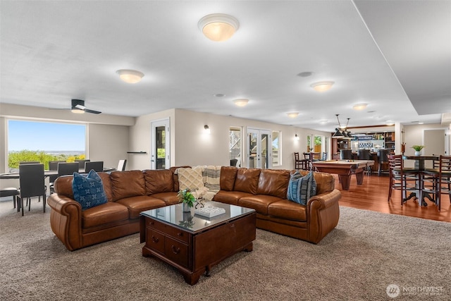 1614 W 51st Ave, Kennewick, WA 99337 - carpeted living area featuring a dry bar and billiards