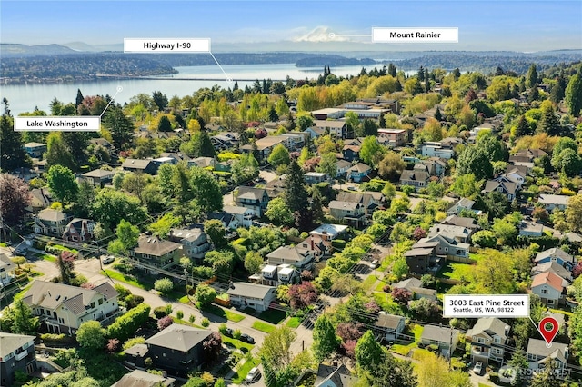 3003 E Pine St, Seattle, WA 98122 - aerial view of residential area with a large body of water