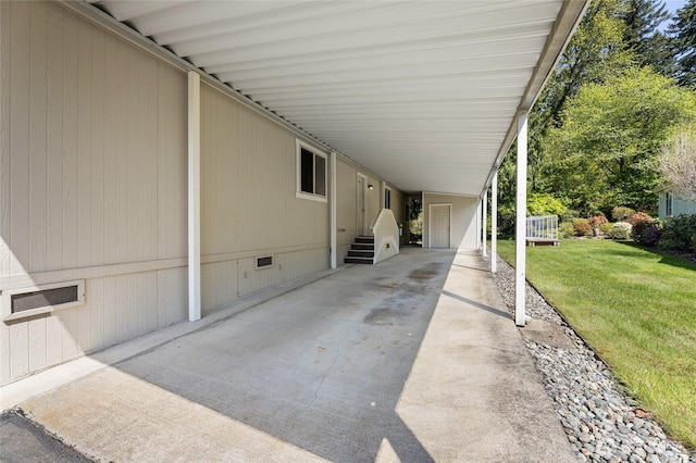 view of patio with an attached carport
