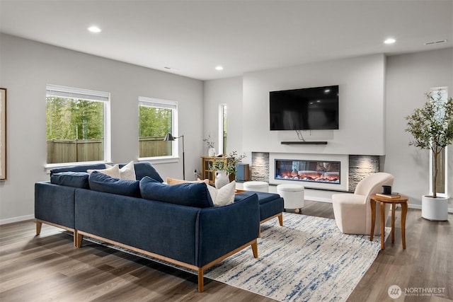 33455 Holly Ave SE, Black Diamond, WA 98010 - living area with recessed lighting, wood finished floors, and visible vents