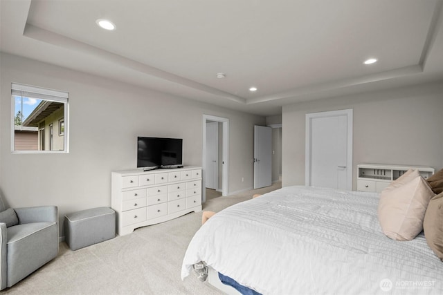 33455 Holly Ave SE, Black Diamond, WA 98010 - bedroom featuring a raised ceiling, recessed lighting, and carpet floors