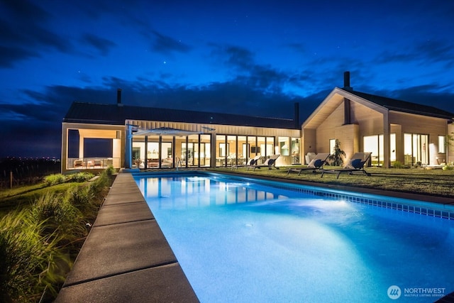 1721 J B George Rd, Walla Walla, WA 99362 - pool at twilight with an outdoor pool and a patio area