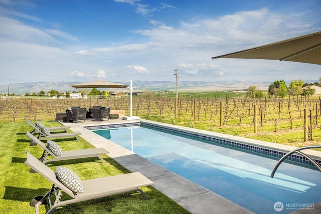 1721 J B George Rd, Walla Walla, WA 99362 - view of pool featuring a rural view, a mountain view, and a patio