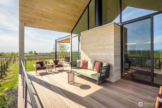 1721 J B George Rd, Walla Walla, WA 99362 - wooden deck featuring an outdoor hangout area and a rural view