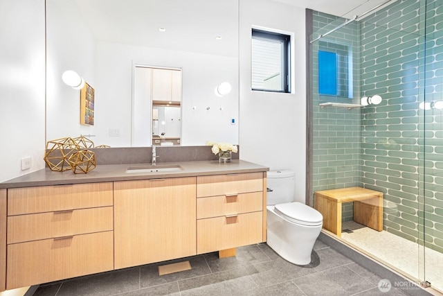 1721 J B George Rd, Walla Walla, WA 99362 - bathroom with a shower stall, toilet, and vanity