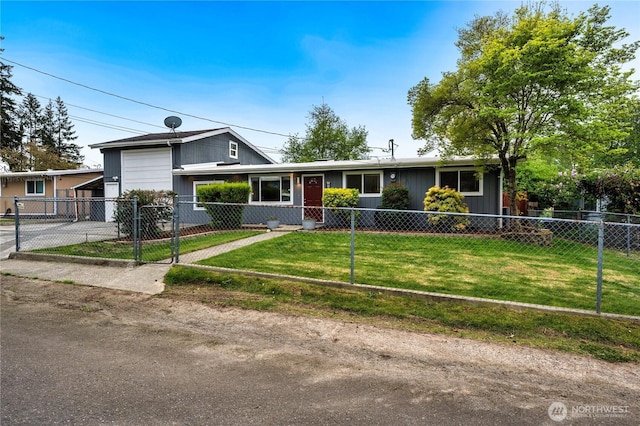 view of front of property featuring concrete driveway, a gate, and an attached garage