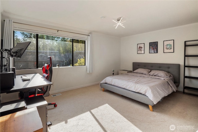 2606 174th Ave NE, Redmond, WA 98052 - carpeted bedroom with baseboards, visible vents, and ornamental molding