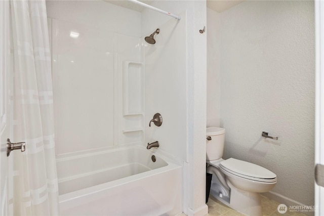 2606 174th Ave NE, Redmond, WA 98052 - full bath with tile patterned floors, baseboards, toilet, and shower / bath combination with curtain