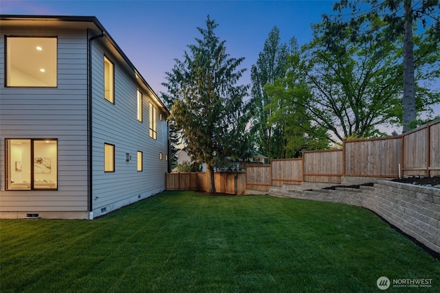 view of yard featuring a fenced backyard