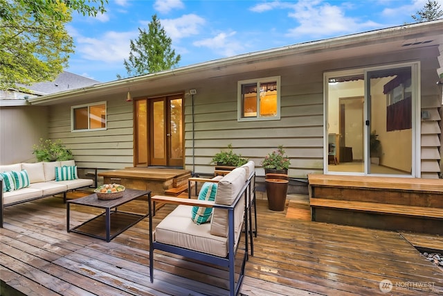 10210 NE 23rd St, Bellevue, WA 98004 - wooden deck featuring an outdoor hangout area