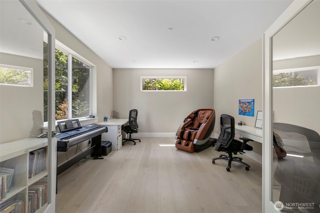 16831 84th Ln NE, Kenmore, WA 98028 - home office featuring light wood-style flooring, healthy amount of natural light, baseboards, and recessed lighting