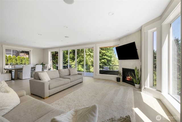 16831 84th Ln NE, Kenmore, WA 98028 - living room with a large fireplace and light wood-style floors