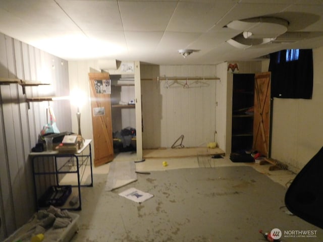 view of finished basement