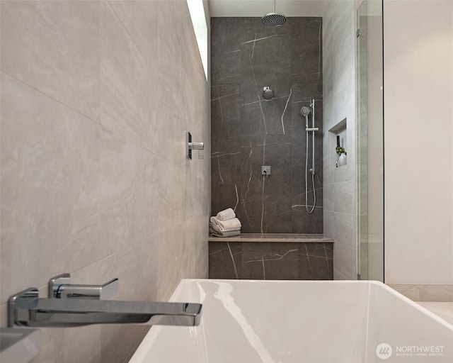 1032 89th Ave NE, Bellevue, WA 98004 - full bathroom featuring tile walls and walk in shower