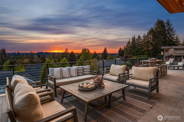1032 89th Ave NE, Bellevue, WA 98004 - patio terrace at dusk with an outdoor living space
