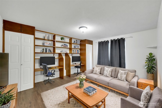 living room with wood finished floors