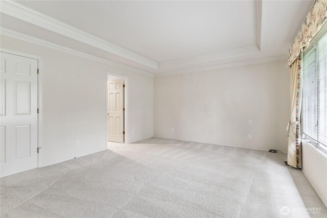 4799 171st Ave SE, Bellevue, WA 98006 - unfurnished room featuring light colored carpet, ornamental molding, and a raised ceiling