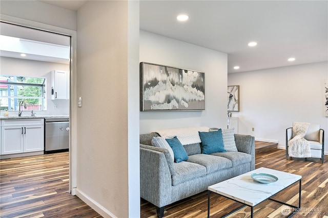 15722 62nd Pl NE, Kenmore, WA 98028 - living area featuring wood finished floors and recessed lighting