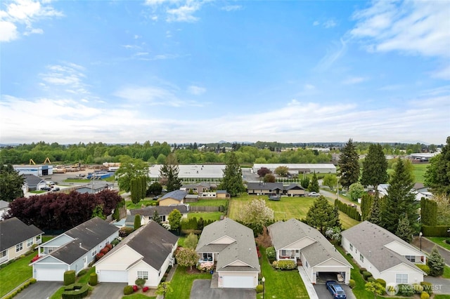 drone / aerial view with a residential view