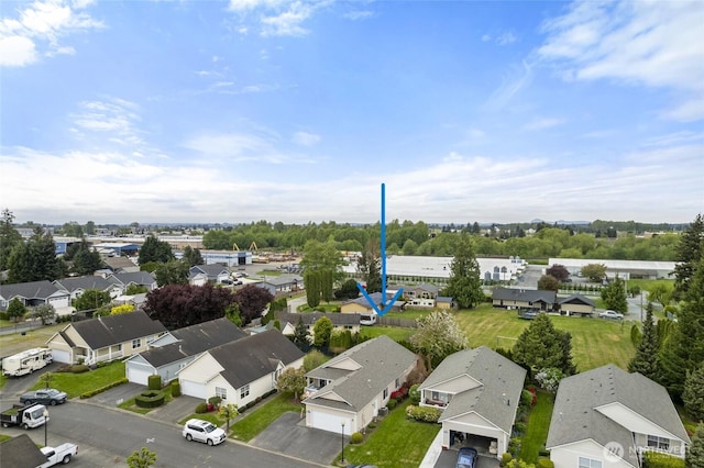 aerial view with a residential view