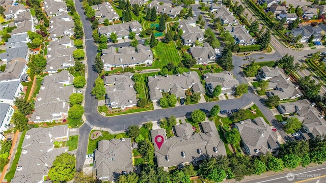 drone / aerial view with a residential view