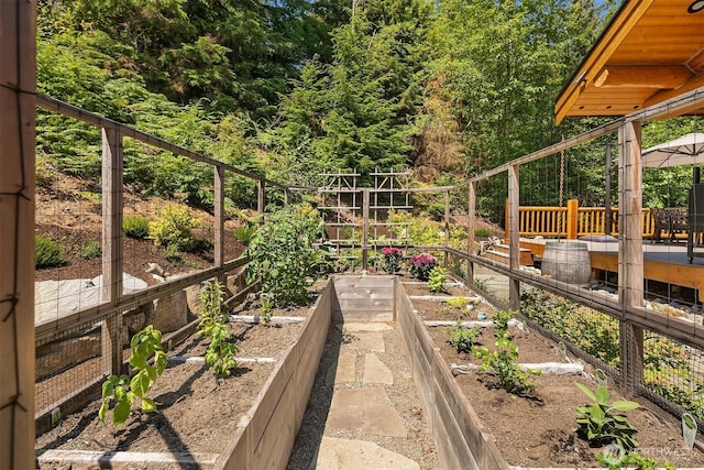 view of yard featuring a garden and fence