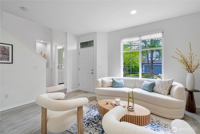 1741 12th Ave NE, Issaquah, WA 98029 - living area featuring baseboards, recessed lighting, and light wood-style flooring