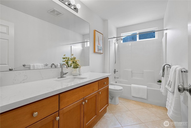 1741 12th Ave NE, Issaquah, WA 98029 - bathroom with shower / bath combination, visible vents, vanity, tile patterned floors, and toilet