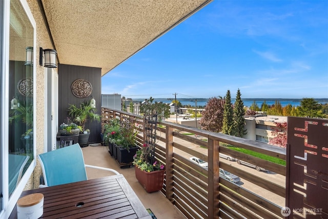 balcony with a water view