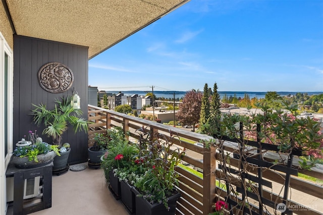 balcony with a water view