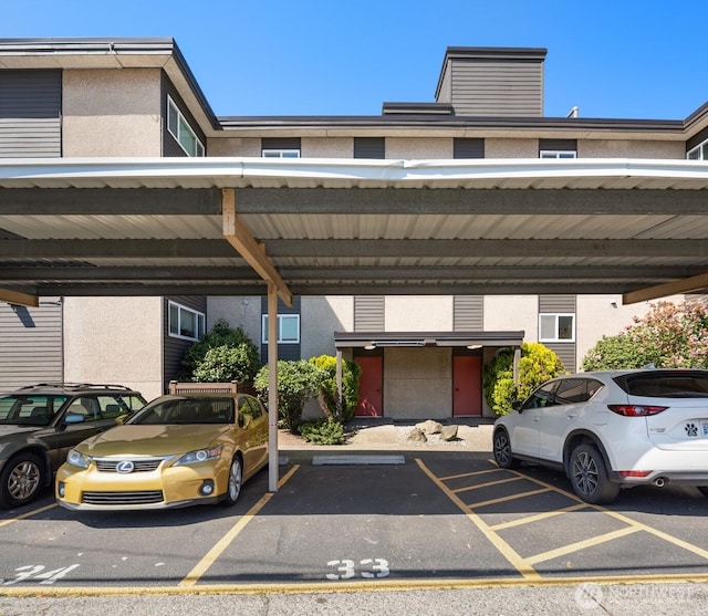 view of covered parking lot