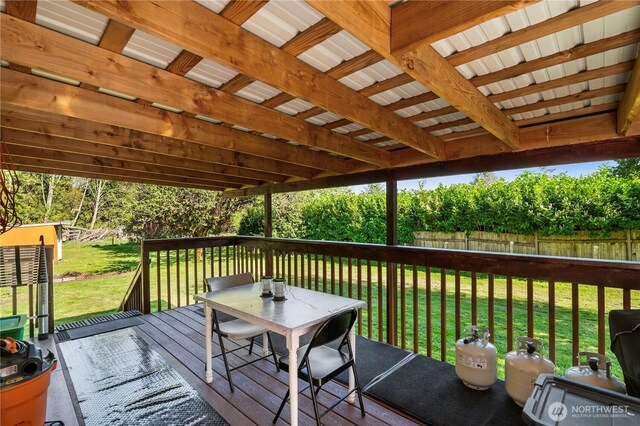 20323 Jordan Rd, Arlington, WA 98223 - wooden terrace with outdoor dining area