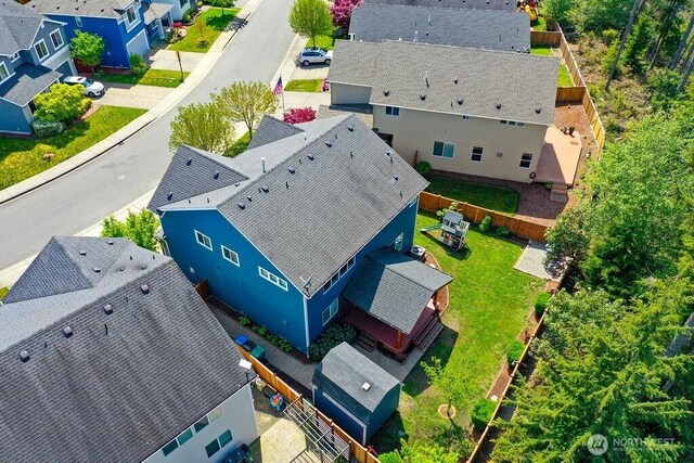 drone / aerial view with a residential view