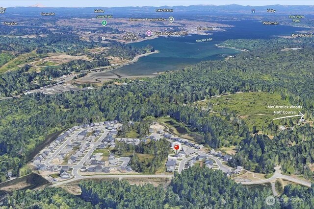 drone / aerial view with a forest view