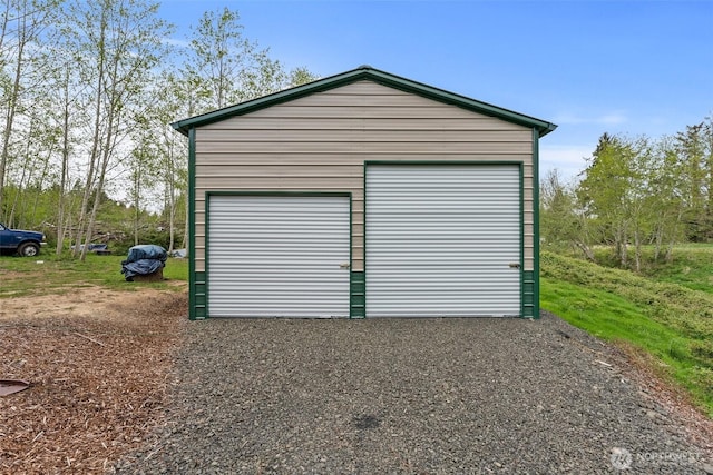view of detached garage