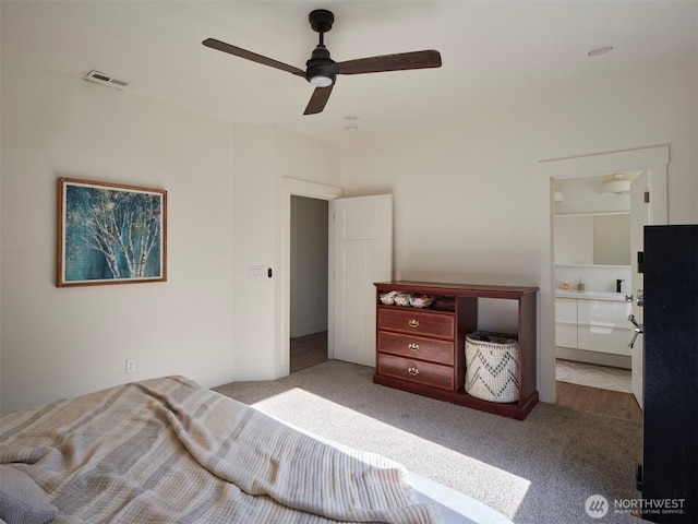 159 Bootjack Ln, Kelso, WA 98626 - bedroom featuring a ceiling fan, carpet flooring, and visible vents