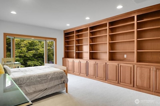bedroom featuring carpet and recessed lighting
