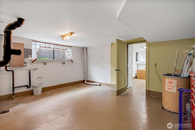 below grade area with gas water heater and electric panel