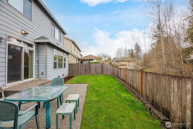 view of yard featuring a fenced backyard