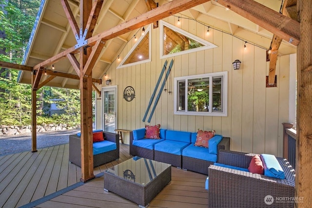 124 Aspen Ln, Packwood, WA 98361 - deck featuring an outdoor living space