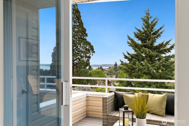 balcony with a water view
