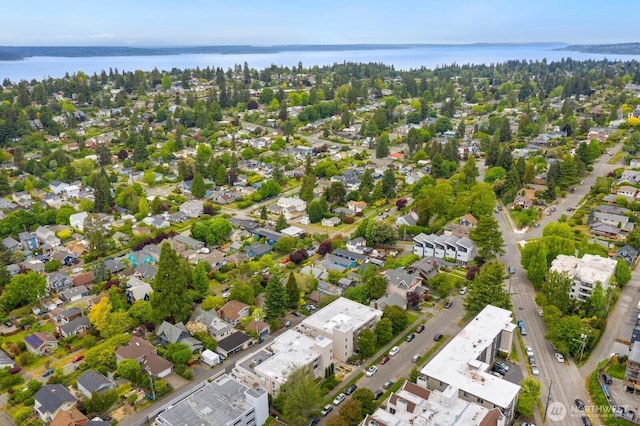 aerial overview of property's location featuring a nearby body of water