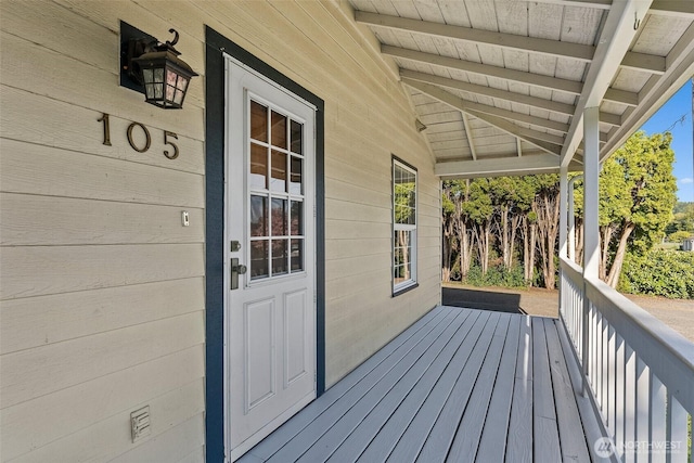 wooden terrace with covered porch