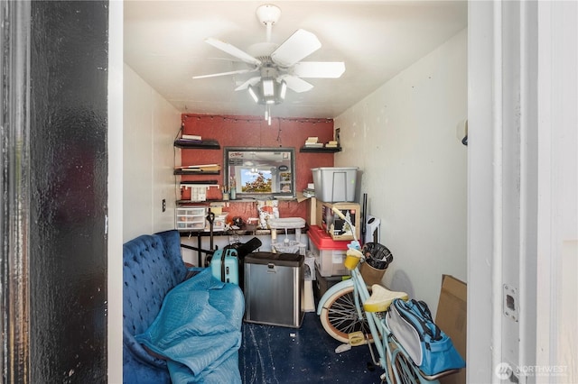 storage with a ceiling fan