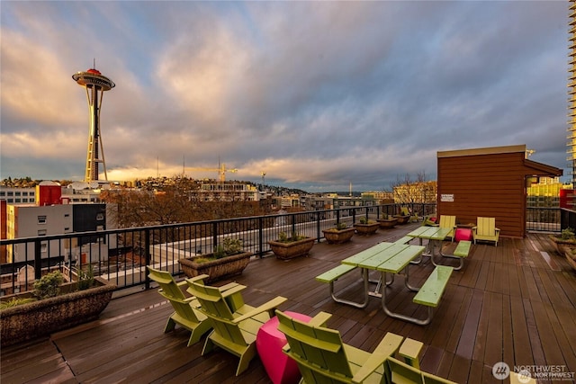 425 Vine St Unit 709, Seattle, WA 98121 - view of deck at dusk