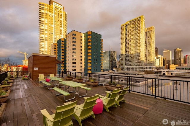 425 Vine St Unit 709, Seattle, WA 98121 - wooden deck featuring a city view