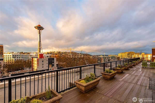 425 Vine St Unit 709, Seattle, WA 98121 - wooden terrace featuring a city view