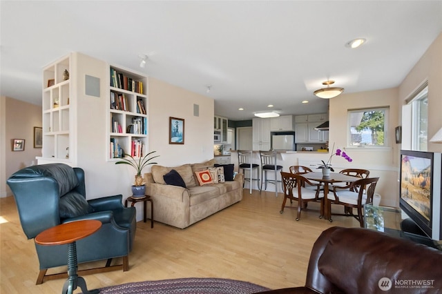 5726 Nakat Way, Blaine, WA 98230 - living area featuring light wood-style floors, recessed lighting, and built in features