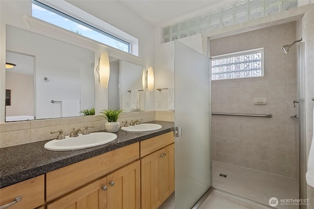 5726 Nakat Way, Blaine, WA 98230 - full bathroom featuring double vanity, a stall shower, and a sink